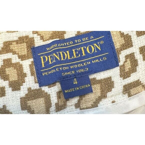 NEW Pendleton Linen Blend Leopard Print Cropped‎ Trouser Pants Tan Size 4 - Picture 3 of 4